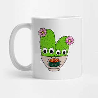 Cute Cactus Design #242: Pretty Cacti With Flowers In Sushi Bowl Mug